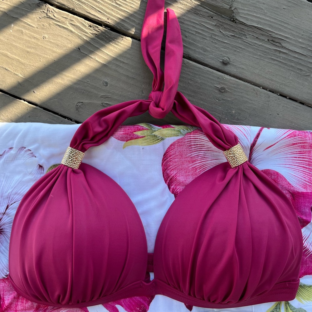 Venus Raspberry Goddess Push Up Enhancer Bikini Top Set & Hipster Bottom Size 12